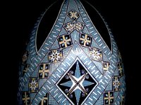 Blue Geometric Ukrainian Easter Egg Pysanky By So Jeo : Pysanky pysanka geometric ukrainian easter egg batik art geometric flowers geometry precision art batik